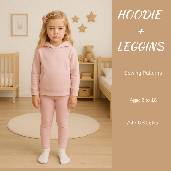 Kids Hoodie and Leggings Sewing Pattern | Cozy Loungewear Set | Easy PDF Pattern for Girls and Boys | Casual Everyday Outfit | Ages 2–16