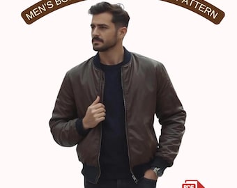 Patrón de costura para chaqueta bomber para hombre, patrón PDF de chaqueta clásica con cremallera, ropa informal para hombre, tallas 36-56, formato carta A4 A0 (EE. UU.)