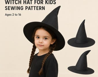 Nähanleitung für einen Hexenhut für Kinder | Halloween-Kostümaccessoire | Einfache DIY-Hutanleitung | Druckbare PDF-Datei | A4 & US Letter