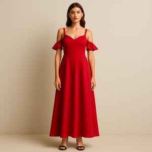 Patrón de costura para vestido largo de invitada de boda en satén, tallas: US 2 a 30 y XS a 4XL, apto para tamaños A0, A4 y Carta (US Letter). imagen 3