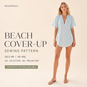 Beach Cover Up Sewing Pattern | Kaftan Tunic Dress | Boho Resort Wear | Easy Summer Outfit | PDF Sewing Pattern for Women