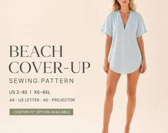 Patrón de costura para vestido tipo caftán/túnica de playa (descarga en PDF)