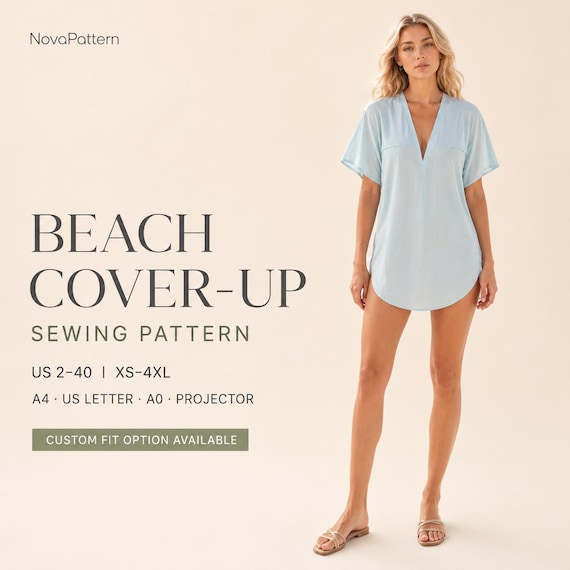 beach kaftan dress pattern Cover-up Sewing | Tunic (PDF Download) Ladies kaftan Size:30x29 11.5 Elegant Navy Blue Dresses The loose