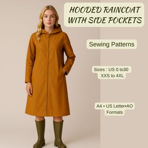 Raincoat Sewing Pattern: Hooded Zipper Jacket (PDF Pattern, XS-4XL)