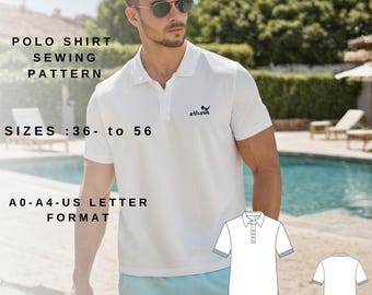 Men's Polo Shirt Sewing Pattern: Sizes 36-56 (PDF Pattern)