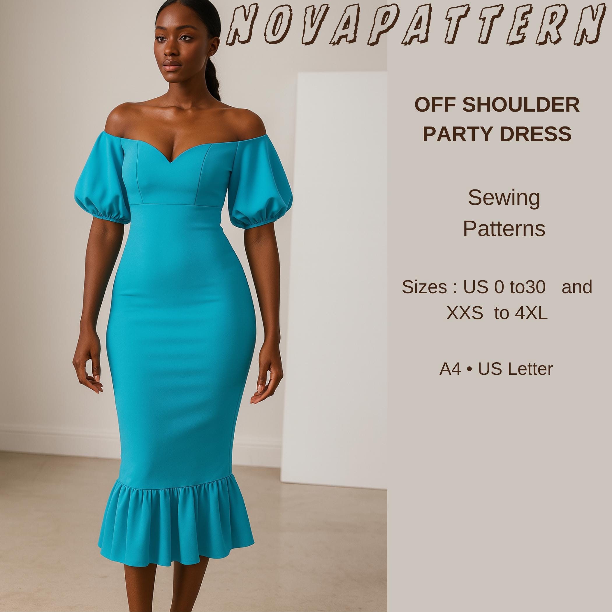 Mermaid off Shoulder Dress Pattern - Etsy