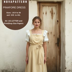 Square Neck Pinafore Dress Sewing Pattern: Summer Overall (A0-A4-US Letter) XS-4XL