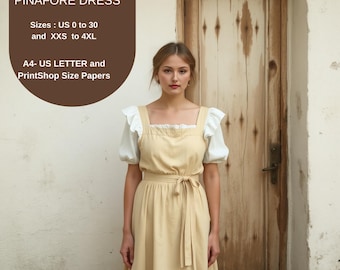 Square Neck Pinafore Dress Sewing Pattern: Summer Overall (A0-A4-US Letter) XS-4XL