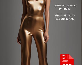 フォーマルジャンプスーツの縫製パターン：女性用サイズXS～4XL（PDFパターン）