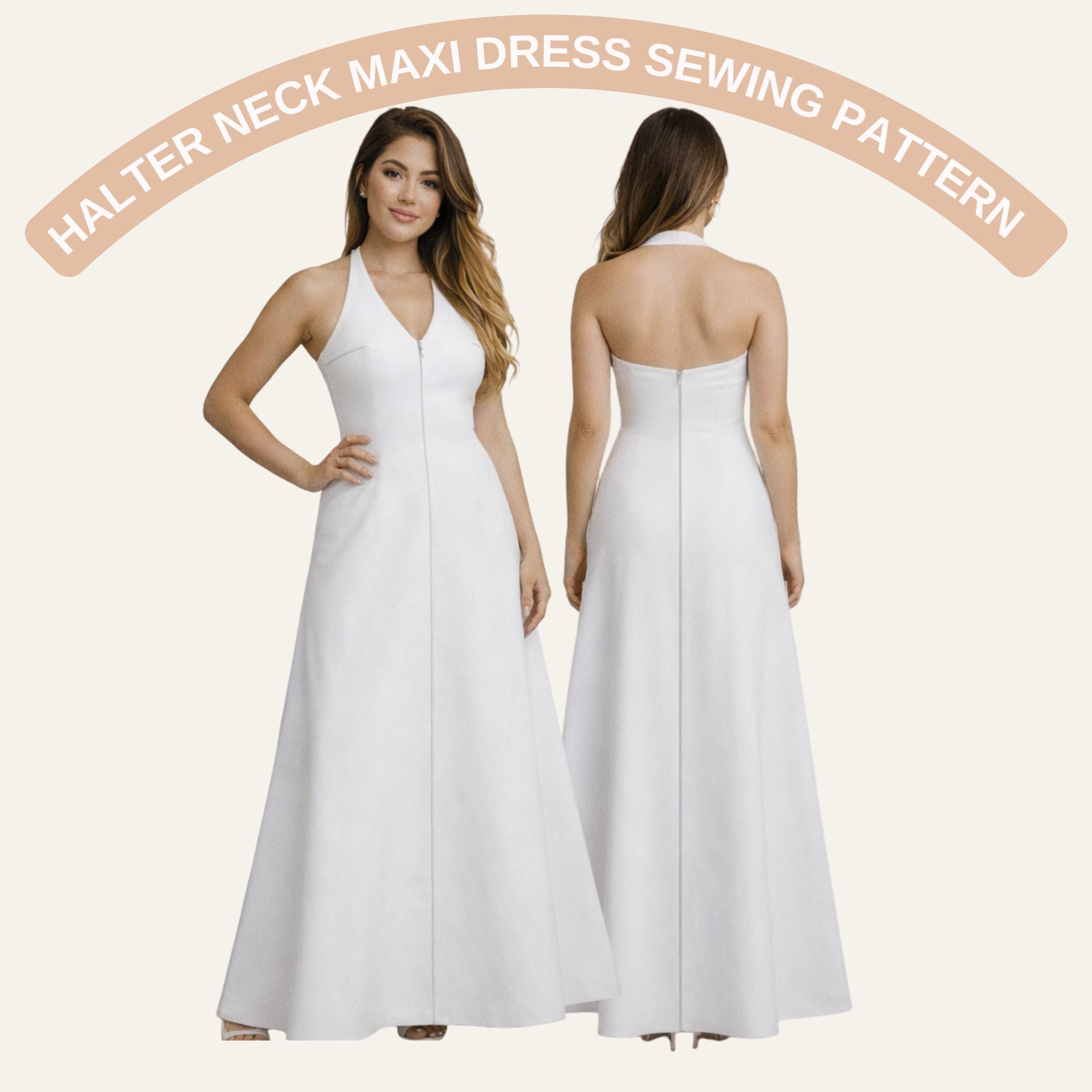halter maxi dress pattern Gold Ribbons Sleeveless Maxi Dress