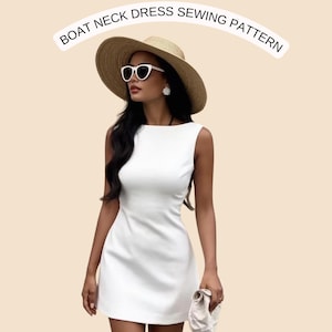 Wykrój na sukienkę mini o kroju litery A: dekolt łódkowy (US2-US30) (do pobrania w wersji cyfrowej)