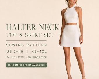 Naaipatroon voor haltertop en rok | Zomerse linnen set (PDF-patroon)