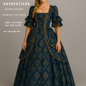 Bridgerton Queen Charlotte viste vestido de cosplay medieval y hada, disfraz de Halloween A0- A4- Carta de EE. UU., EE. UU. 2 a 30 (XS a 4XL)
