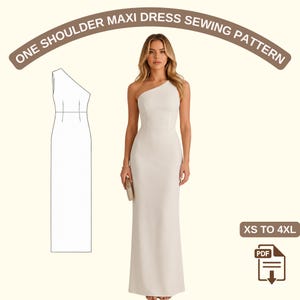 white one shoulder flowy dress Chain One Shoulder Maxi Dress