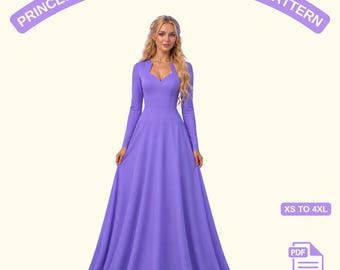 Prinzessin Kleid Schnittmuster | Fantasy Kleid | Märchen Cosplay Kostüm | Elegantes Ballkleid | PDF Schnittmuster für Damen