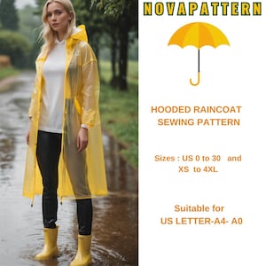 Raincoat Sewing Pattern: Hooded Zipper Jacket (PDF Pattern, XS-4XL)