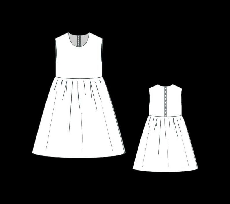 Mother Daughter Dress Sewing Pattern Set, Matching A-line Linen Dresses ...