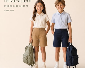 Naaipatroon voor unisex shorts voor kinderen, schooluniform (PDF), leeftijden 2-16
