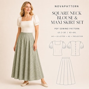 Cottagecore Blouse and Skirt Sewing Pattern: Bishop Sleeve (PDF Pattern)