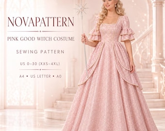 Pink Good Witch Costume Sewing Pattern, Fantasy Gown, Halloween Cosplay (PDF)
