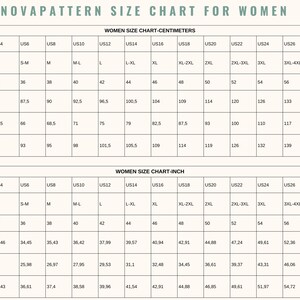 以下が含まれることがあります： 女性用のサイズチャートで、センチメートルとインチの測定値が表示されています。 US2からUS30までのサイズが含まれており、国際サイズとヨーロッパサイズに対応しています。 バスト、ウエスト、ヒップの周囲の測定値が提供されています。