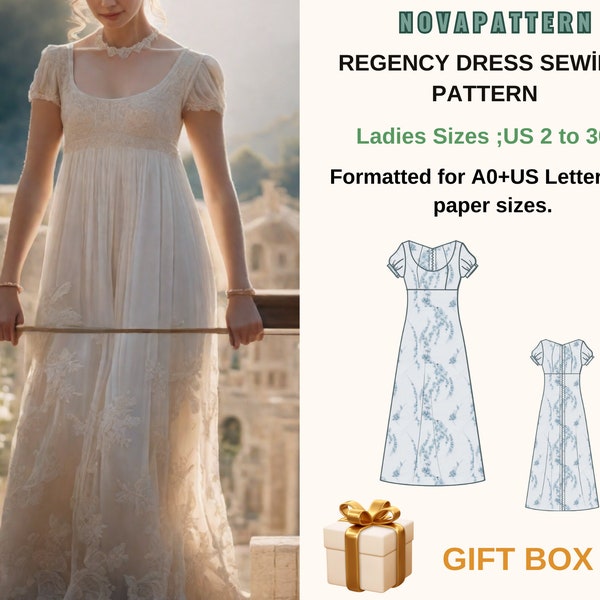 Bridgerton Gown,Fairy dress ,Regency,Elvish dress,Maxi Dress,Halloween costume,A0 A4 US Letter-US 2 to 30  Ball Gown-Empire Waist