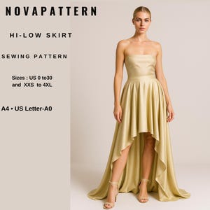 Hi-Low Maxi Skirt Sewing Pattern: US Size 2-30 (PDF)