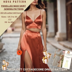 Maxi Front Slit,panelled,flare Skirt Sewing Pattern,ladies
