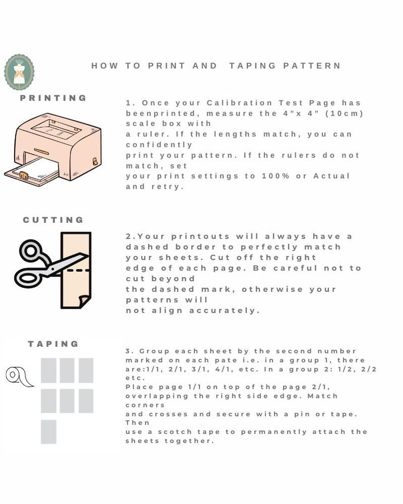 Pu&ograve; includere: Diagramma che illustra come stampare e assemblare un modello. L'immagine include una stampante, forbici e nastro adesivo, con istruzioni su stampa, taglio e assemblaggio del modello. Il testo include misure in cm.