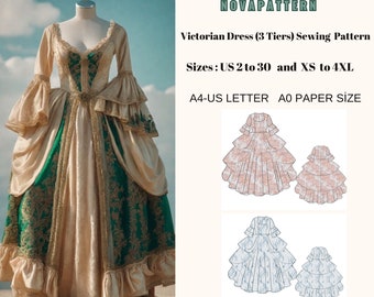 Renaissance Medieval Cosplay Dress and Corset Pattern,Fairy,Regency,Elvish dress,Halloween costume A0- A4- US Letter,US 2 to 30 (XS to 4XL)