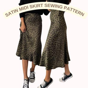 Patrón de costura para falda midi de satén / Patrón PDF para falda lencera / Falda elegante de satén o seda / Tamaños A4, A0 y Carta de EE. UU. (de la 2 a la 30)