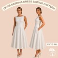 1950s Sabrina Dress Sewing Pattern, Vintage Boat Neck Fit and Flare Dress Pattern, Retro Midi Dress PDF, Women US 2-30 A4 A0 US Letter