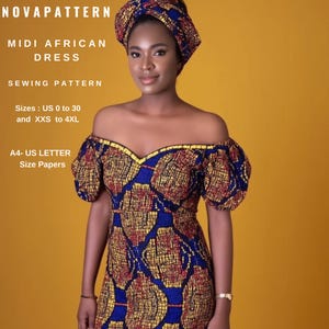Rüschensaum Afrikanisches Ankara-Kleid Schnittmuster: Boho Tribe Style (XS-4XL) (PDF-Muster)