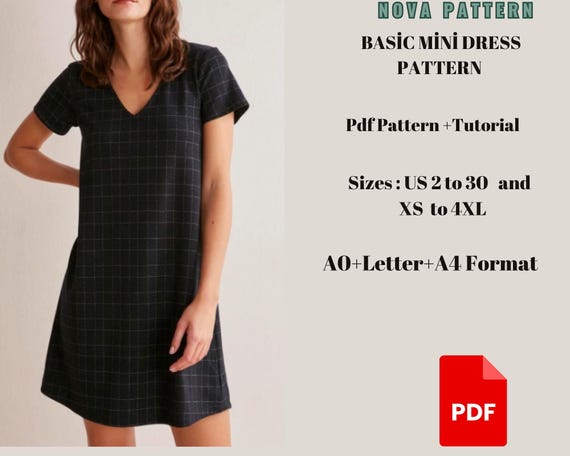 Easy Shift Mini Dress Sewing Pattern, Beginner A Line Dress Pattern With Tutorial, Simple Summer Dress PDF, Women US 2-30 A4 A0 US Letter - Etsy Israel Easy Shift Mini Dress Sewing Pattern, Beginner A Line Dress Pattern With Tutorial, Simple Summer Dress PDF, Women US 2-30 A4 A0 US Letter - Etsy Israel