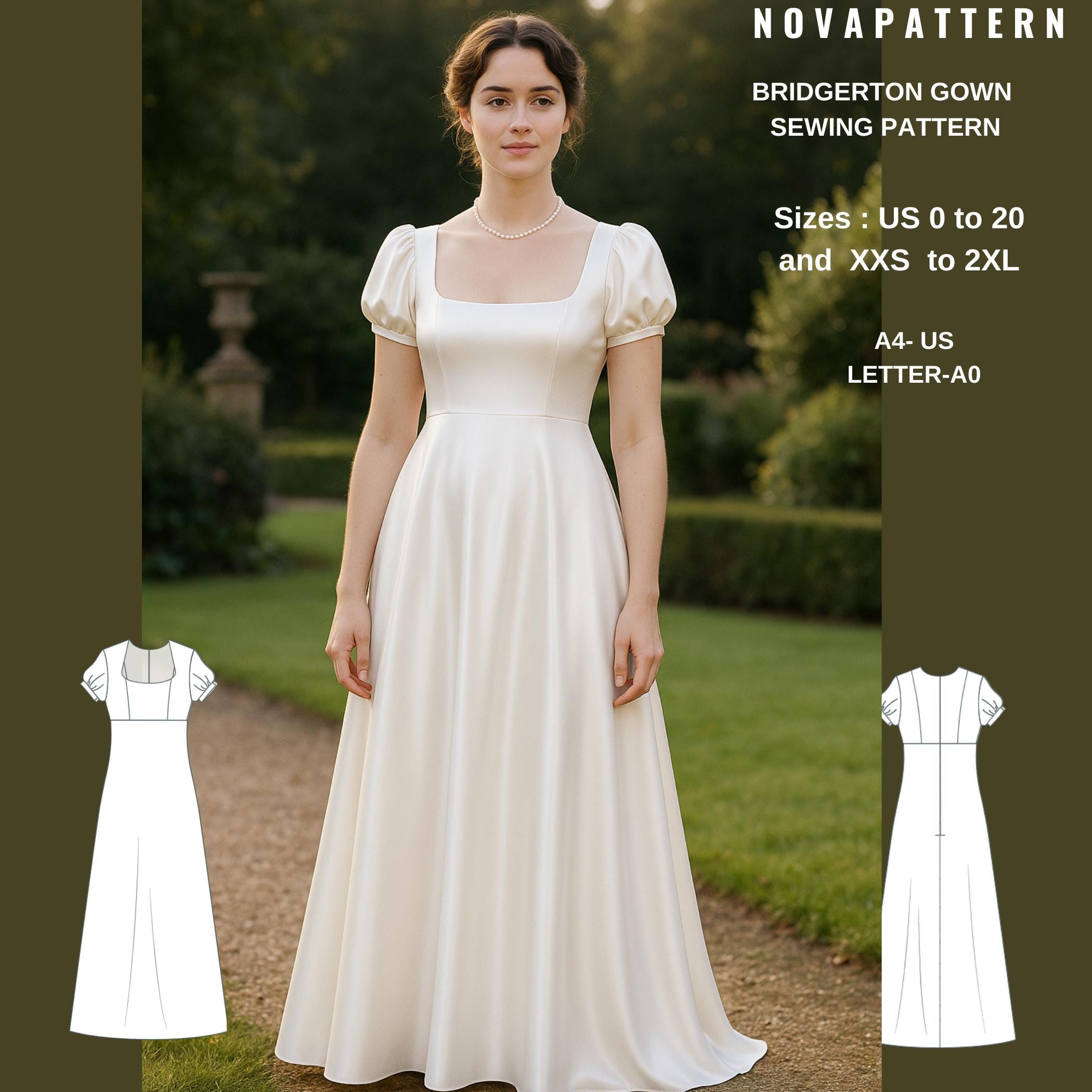 Regency Gown Sewing Pattern: Empire Waist, Ball Gown (A4, US Letter) (Digital Download)