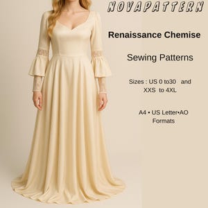 Renaissance Chemise Sewing Pattern: Fairy, Elvish, Regency Dress (PDF Pattern, US 2-30, A0/A4/US Letter)