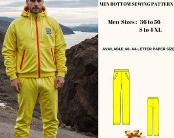 Men Bottom,tracksuit pdf sewing pattern,Men Size;36 to 56 // S to 4 XL // A0-A4-Letter paper size