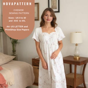 Renaissance Chemise Sewing Pattern: Elvish, Fairy, Regency Dress (US 2-30) (PDF Pattern)