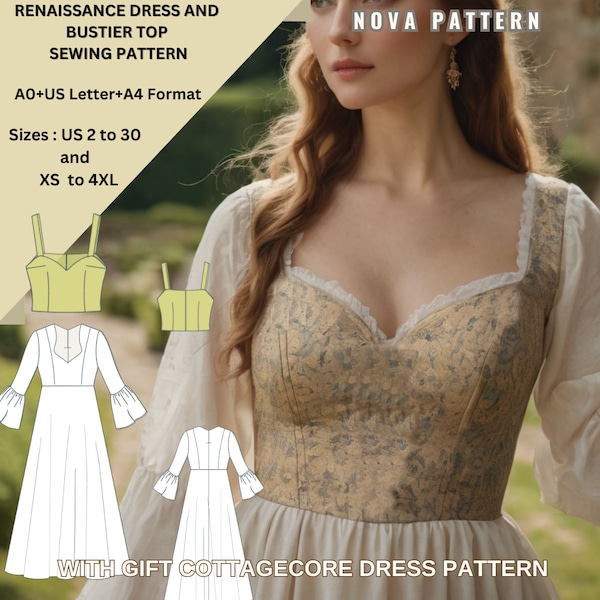 Robe cosplay médiévale Renaissance et motif corset, fée, régence, robe elfique, robe longue, costume d'Halloween, A0 A4 US Letter-US 2 à 30
