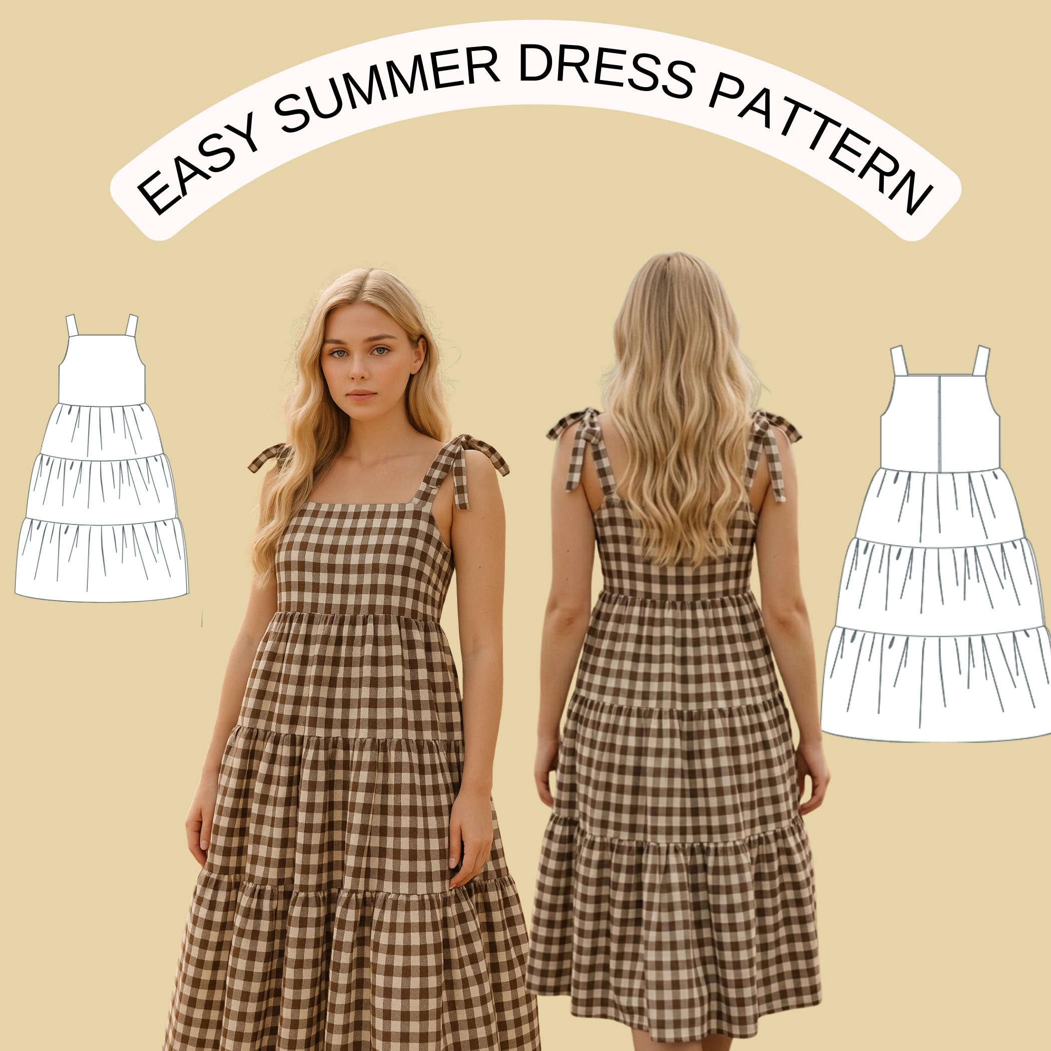 knee length dresses for ladies Midi Dress Short Sleeve Sewing Pattern main image 1