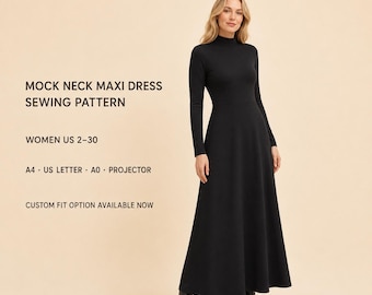 Patrón de costura para vestido largo: Vestido celta hasta el tobillo de manga larga (descarga en PDF)
