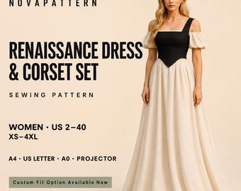 Renaissance,Fairy Cottagecore Dress & Corset Sewing Pattern: Elvish Fantasy Costume (PDF Pattern)