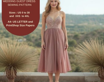 Naaipatroon midi-bruiloftsgast baljurk: VS 2-30, XS-4XL (pdf)