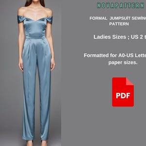 Formal Jumpsuit Sewing Pattern: US Sizes 2-30 (PDF Pattern)