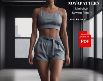 Wykrój na spodenki wypoczynkowe: elastyczny pas damski (XS-4XL) (plik PDF w wersji cyfrowej)