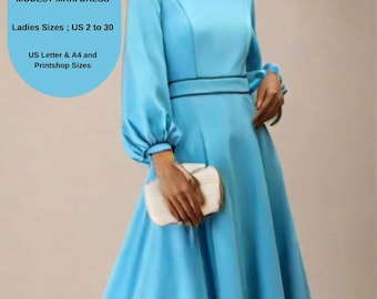 Patron de couture pour robe maxi modeste | Robe élégante à manches longues (Téléchargement PDF)