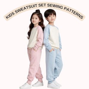 Kids Sweatsuit Set Sewing Patterns, Unisex Sweatshirt and Jogger Pants PDF Pattern, Ages 2–16, Cozy Loungewear Outfit, A4 US Letter Sizes