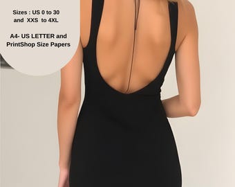 Backless Midi Dress Sewing Pattern: US Size 2-30, XS-4XL (PDF Pattern)