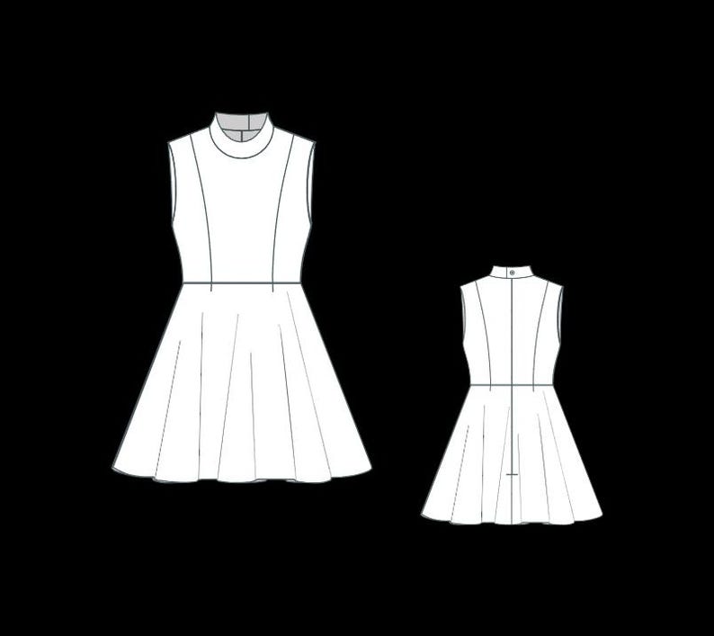 Turtleneck Cottagecore Dress Sewing Pattern: US Size 2-30 (PDF Download ...
