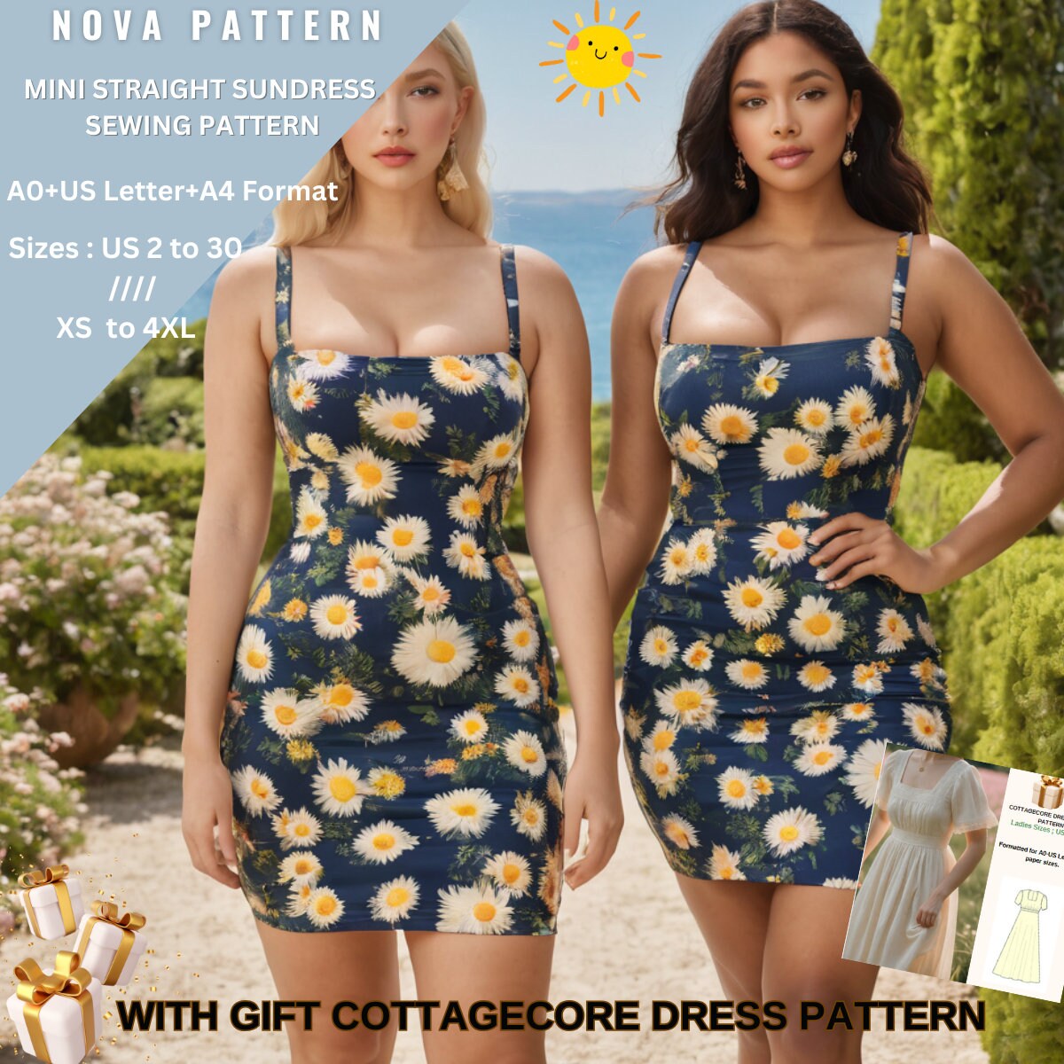 Mini Sundress Sewing Pattern | Fitted Summer Dress PDF | Straight